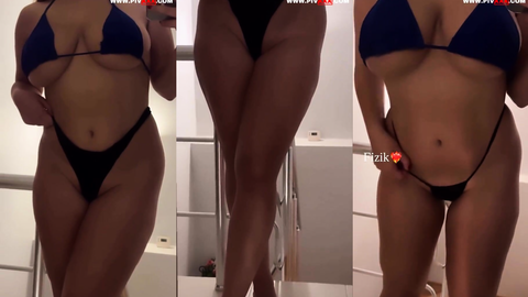 Elif Karaarslan Seksi Bikiniyle Fizik Sergiliyor Bacaklarını Açıyor