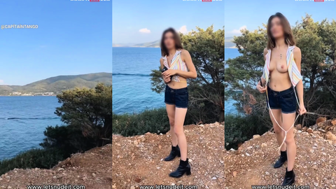 Letsnudeit esmer hatun uçurumda memeleri açıp poz veriyor