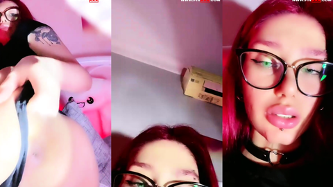Mericeyn Tango'nun kırmızı saçlı webcam şovu dudaklarını yalatıyor