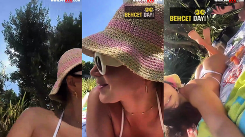 Serpil Cansız bahçede bikinili seksi pozlar veriyor