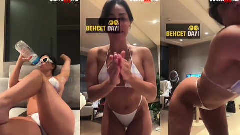 Serpil Cansiz bikiniyle kalçasını sallayıp parmaklıyor