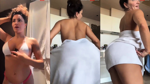 Serpil Cansız havluyu indirip götünü sallıyor mutfakta