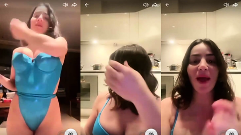 Serpil Cansiz mavi tangasıyla webcamde kalçalarını sallıyor