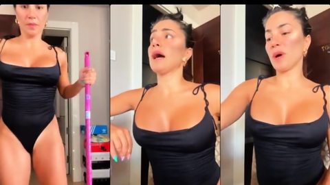 serpil cansız evde mopla azgın pozlar veriyor
