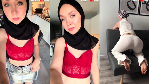Türbanlı Çiğdem Yılmaz Aktaş seksi kıyafetlerle poz veriyor