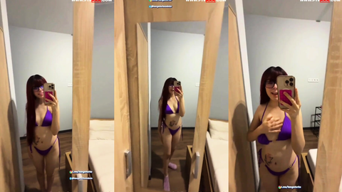 ayça çağan mor bikinisini açıp göğüslerini elliyor onlyfans'ta