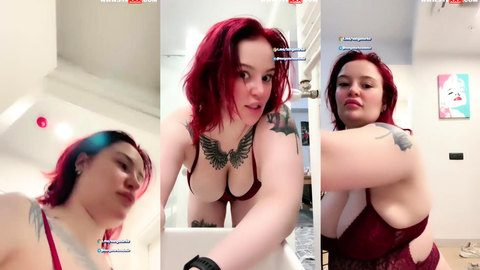 Arzu Yilmaz lingeriede banyoda azgın pozlar veriyor, dolgun vücuduyla webcam şovu yapıyor