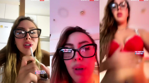 semfunny tango'da gözlüklü halde memelerini açıp kalçalarını sallıyor
