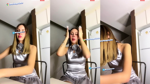 semfunny tangoda dudak boyayıp saçını düzeltiyor