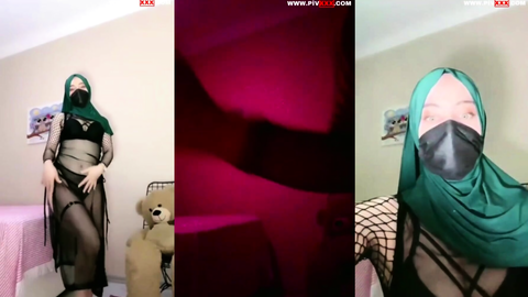 türbanlı boncuk canlıda seksi poz verip sallanıyor