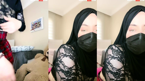 türbanlı boncuk webcamde seksi lace giyip poz veriyor