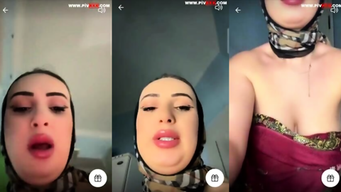 biricik tango türbanıyla memelerini açıp okşuyor