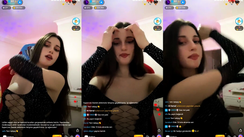 zeynepiksy canlıda siyah bodysini indirip memelerini açıyor