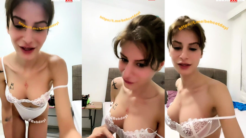 beste burul beyaz sütyenle memelerini gösterip inliyor