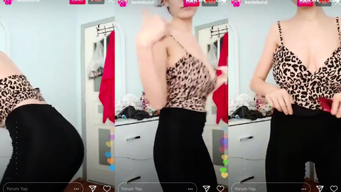 beste burul leopard topla memelerini açıp gösteriyor