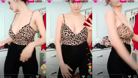 beste burul leopard üstle memelerini ve kalçasını gösteriyor