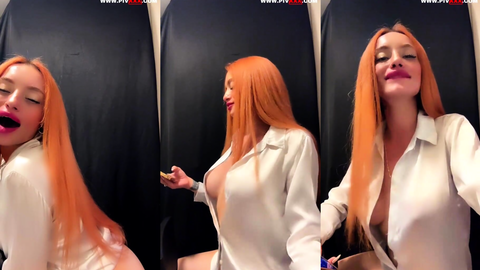 nupelda tango gömleğini açıp memelerini gösteriyor
