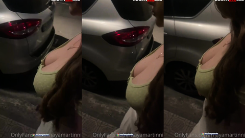mayamartinni araba yanında memelerini açıp ellettiriyor
