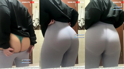 mayamartinni onlyfans videosunda gri taytını indirip yeşil tangalı götünü gösterdi