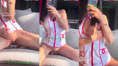 zeydcarey alya vural hemşire kostümüyle amını dildoyla doldurup selfie çekiyor