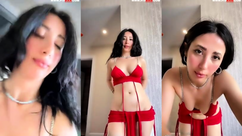 tango samael kırmızı kıyafetle memelerini açıp okşuyor