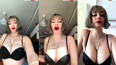 tango helen siyah sütyenle memelerini gösterip duman üflüyor
