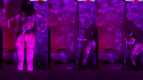 kardelexuwu mor ışıkta pole dansı yapıp kıvırıyor