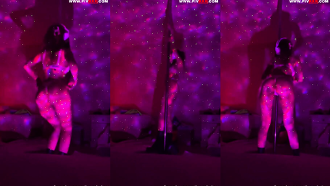 kardelexuwu mor ışıkta pole dansı yapıp götünü sallıyor